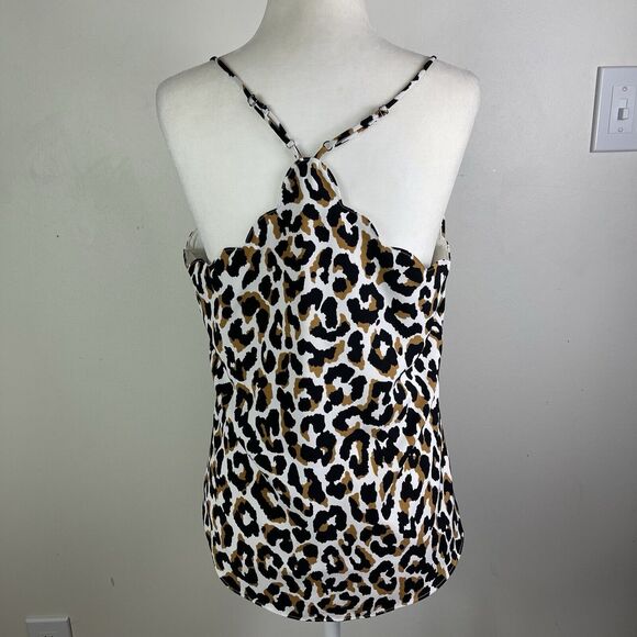 J. CREW Factory Y2K Cami Tank Top Size 6 Scalloped Neck Animal Print Racer Back - Picture 4 of 10
